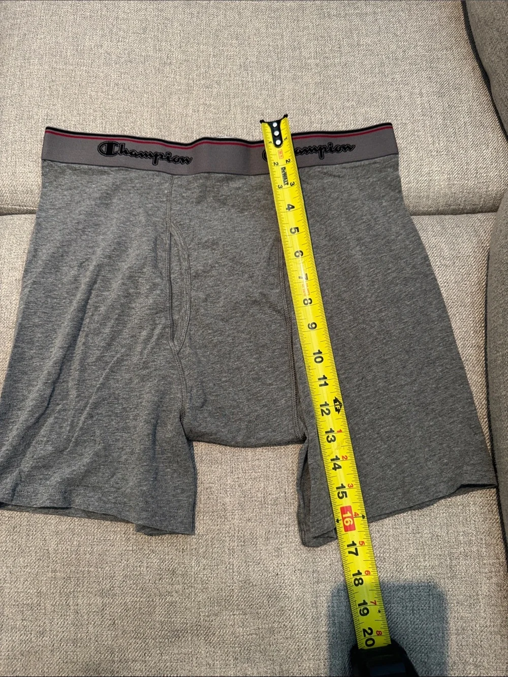 Champion Gray Men's Cotton-Blend Boxer Briefs with Logo Waistband